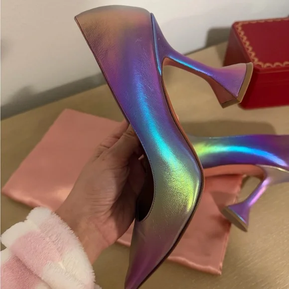 Amina Muaddi Ami Iridescent Pumps - Picture 6 of 9